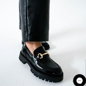 Steve Madden Lando Black Leather Chunky Loafer